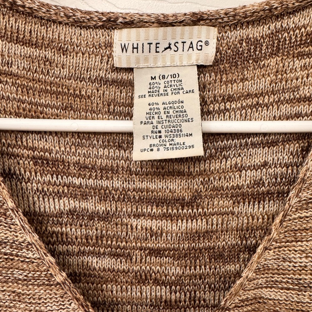 White Stag Women's Marled Brown V-Neck Sweater - Picture 4 of 4